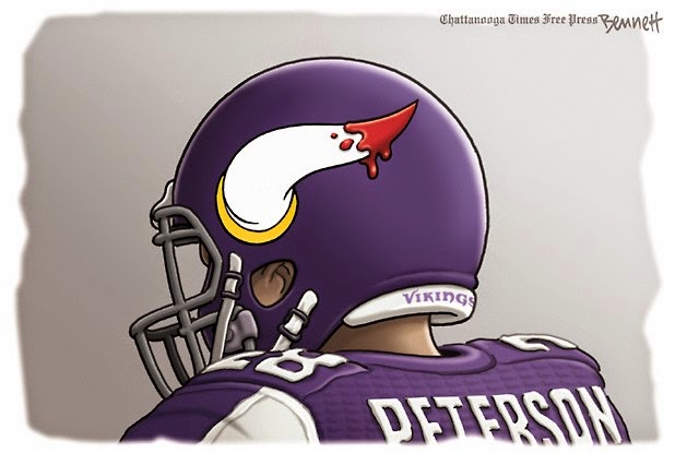 adrian peterson vikings blood on the helmet