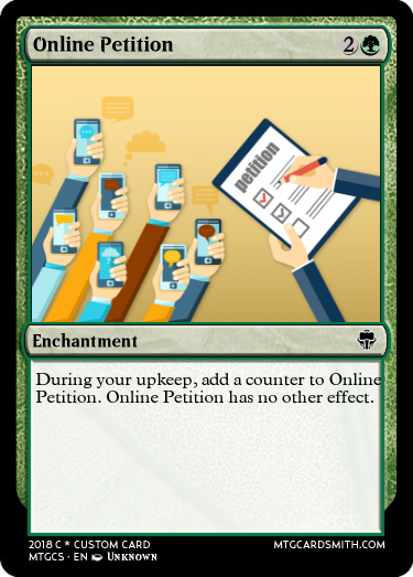 Online Petition magic card