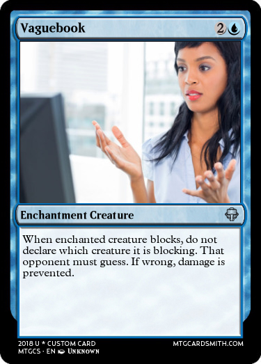 Vaguebook magic card