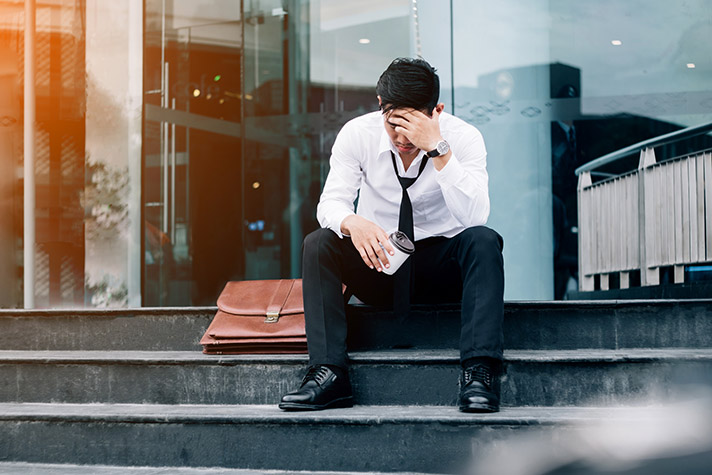 businessman on steps