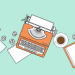 typewriter and notebooks
