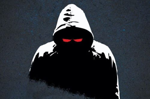 villain hooded red eyes