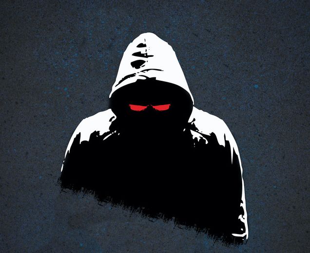 villain hooded red eyes