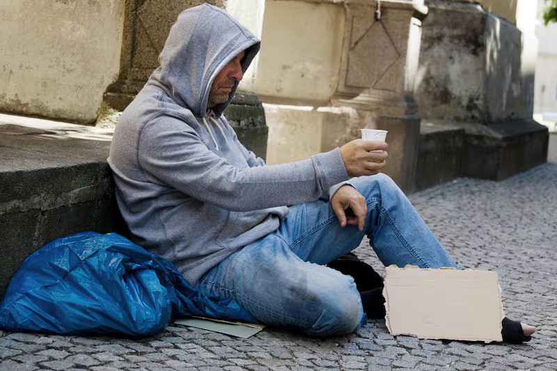 homeless begging street